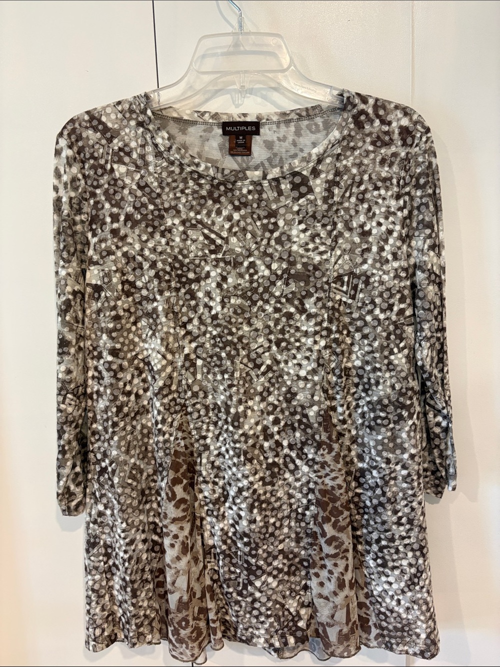 Multiples Brown & Cream Patterned Women's Tunic Top